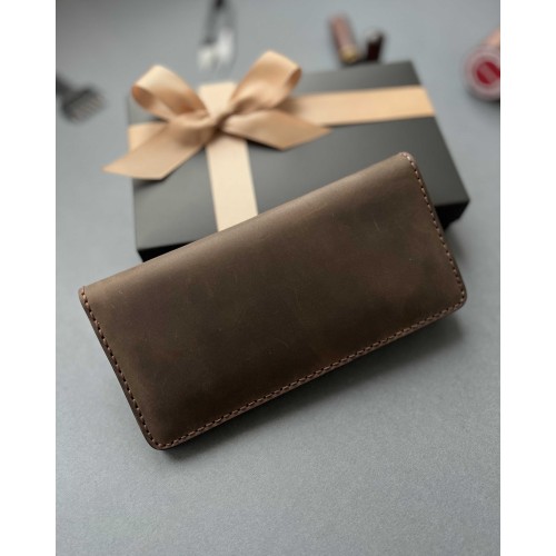 Гаманець лонгер з натуальної шкіри шоколадного кольору (в подарунковому пакуванні) Гаманець лонгер з натуальної шкіри шоколадного кольору (в подарунковому пакуванні)